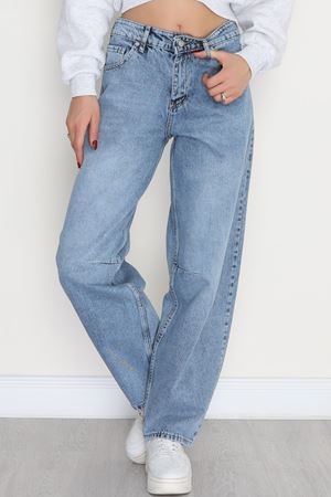 Tokalı Baggy Kot Pantolon Buzmavi - 31159.2059.