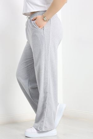 Çift Biyeli Büyük Beden Eşofman Altı Gri - 50772.1005.