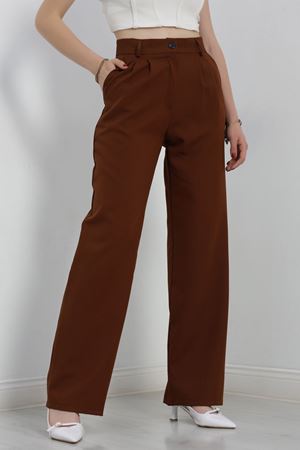 Tek Düğme Palazzo Pantolon Kahve - 90022.1397.