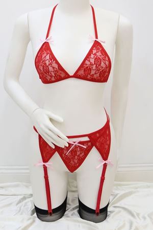 Seksi Jartiyer Sütyen Takım Kırmızı - 3000.1364.