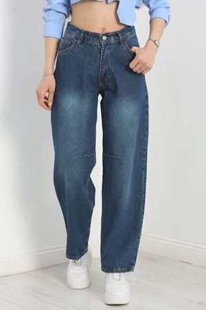 Pileli Baggy Kot Pantolon Mavi - 40061.925.