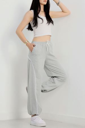 Paça Stoperli 2 İplik Eşofman Altı Gri - 50058.1857.