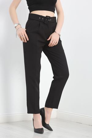 Kemerli Kumaş Pantolon Siyah - 20369.1397.