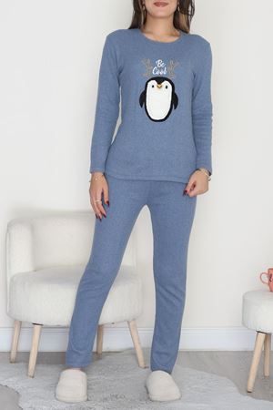 Nakışlı İnterlok Pijama Takımı İndigo - 800.1287.