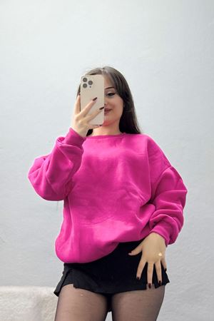 Bisiklet Yaka Üç İplik Sweat Koyupembe - 20138.1878.