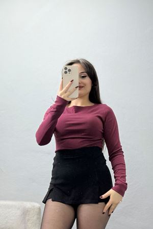 Kayık Yaka Ribana Basic Body Bordo - 21897.200.