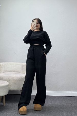 Kayık Yaka Modal Kumaş İkili Takım Siyah - 42673.1247.