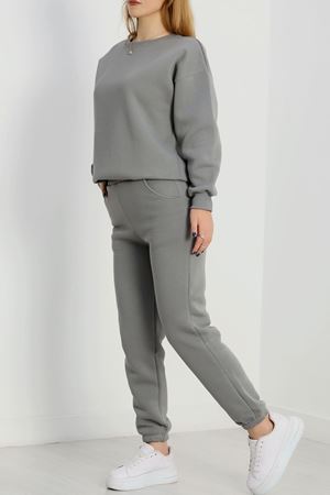 3 İplik Bisiklet Yaka Eşofman Takımı Antrasit - 20779.1878.