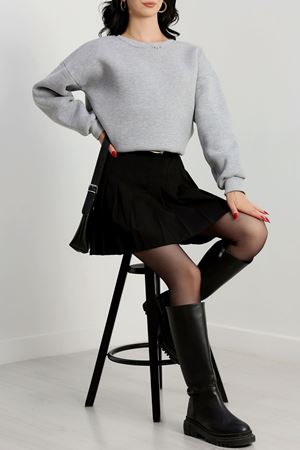 Bisiklet Yaka Üç İplik Sweat Gri - 20138.1878.