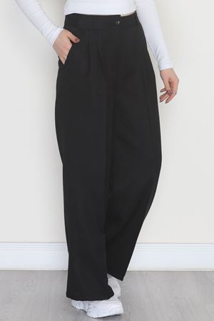 Yün Efekt Palazzo Pantolon Siyah - 51037.2061.