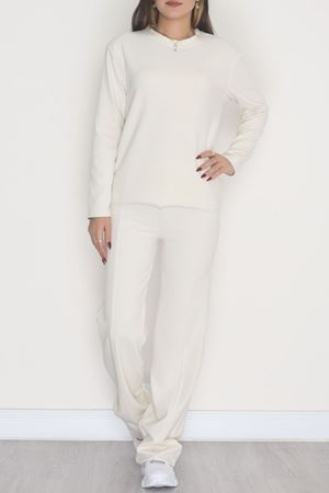 Selanik Kumaş İkili Takım Ekru - 42672.1247.