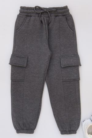 5-8 Yaş 3 İplik Şardonlu Eşofman Altı Füme - 42656.1937.