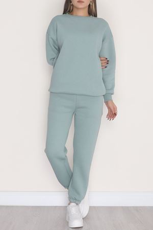 3 İplik Bisiklet Yaka Eşofman Takımı Suyeşili - 20779.1878.