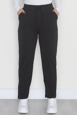 Bel Lastikli Dabıl Kumaş 180Gr Çımalı Pantolon Siyah - 51057.1837.