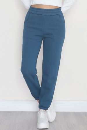 Lastikli 3 İplik Eşofman Altı Petrol - 20956.1878.