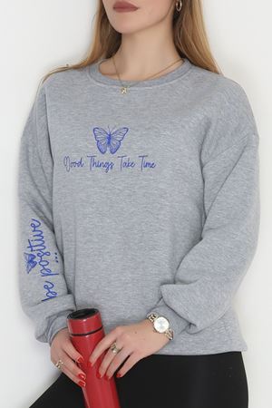 3 İplik Şardonlu Baskılı Sweat Grisaks - 42611.1878.