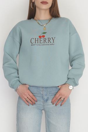 3 İplik Bisiklet Yaka Sweat Suyeşili - 42235.1878.