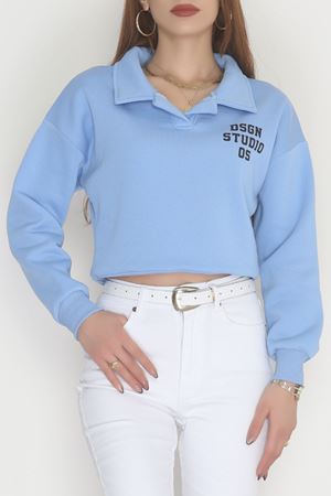 3 İplik Şardonlu Polo Yaka Baskılı Sweat Bebemavi - 42602.1878.