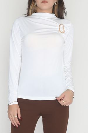 Toka Detaylı Sandy Bluz Ekru - 42666.1949.