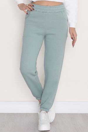 Lastikli 3 İplik Eşofman Altı Suyeşili - 20956.1878.