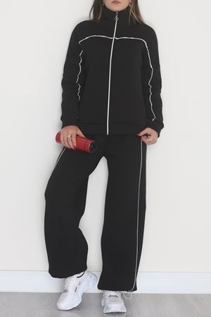 3 İplik Şardonlu Biyeli Fermuarlı Takım Siyah - 52031.1857.