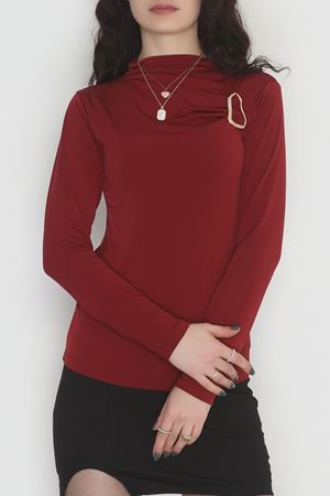 Toka Detaylı Sandy Bluz Bordo - 42666.1949.