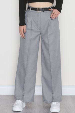 Yün Efekt Palazzo Pantolon Gri - 51037.2061.