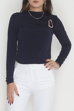 Toka Detaylı Sandy Bluz Lacivert - 42666.1949.
