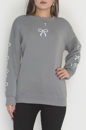 3 İplik Bisiklet Yaka Sweat Antrasitbeyaz - 42246.1878.