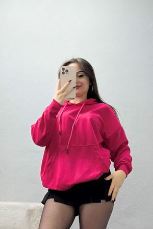 2 İplik Kapşonlu Kanguru Cepli Sweat Koyupembe - 30090.1878.