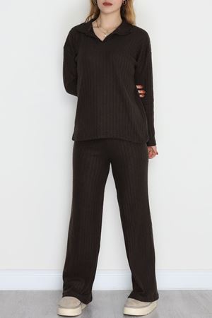 Polo Yaka Raporlu İnterlok Takım Acıkahve - 2281.1287.