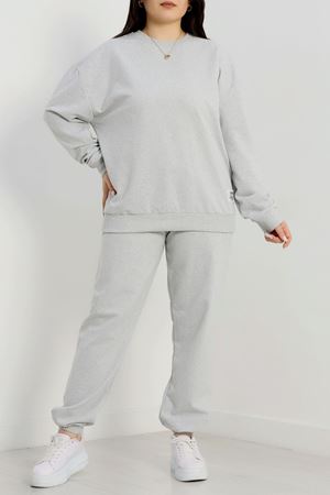 2 İplik Büyük Beden Eşofman Takımı Gri - 50795.1857.