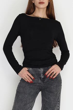Kayık Yaka Ribana Likralı Body Siyah - 21951.200.