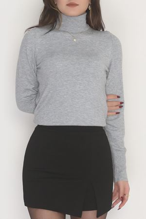 Viskon Elit Boğazlı Triko  Gri - 31057.1766.