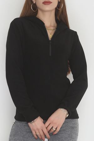 Yaka Fermuarlı Polar Sweat Siyah - 52034.053.