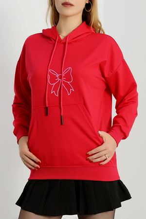 Kapşonlu 2 İplik Baskılı Sweat Fuşya - 31304.1878.