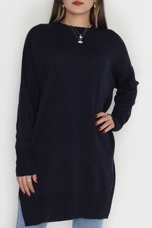 Bisiklet Yaka Triko Lacivert - 42735.1766.