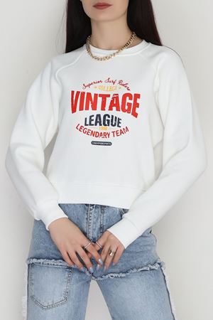 3 İplik Şardonlu Baskılı Sweat Ekru - 42605.1878.