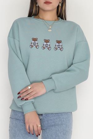 3 İplik Bisiklet Yaka Sweat Suyeşili - 42240.1878.