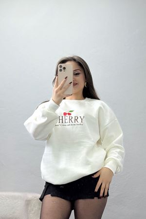 3 İplik Bisiklet Yaka Sweat Ekru - 42235.1878.