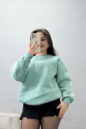 3 İplik Bisiklet Yaka Sweat Suyeşili - 42246.1878.