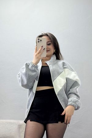 3 İplik Kompakt Oversize Fermuarlı Sweat Griekru - 42504.1878.