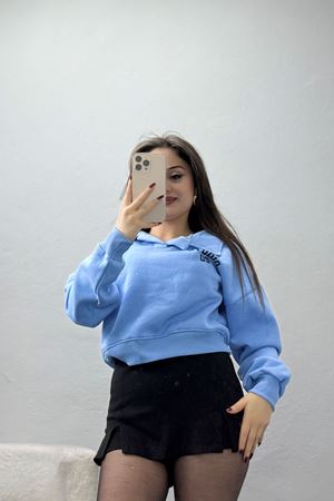 3 İplik Şardonlu Polo Yaka Baskılı Sweat Bebemavi - 42602.1878.