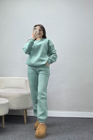 3 İplik Bisiklet Yaka Eşofman Takımı Suyeşili - 20779.1878.