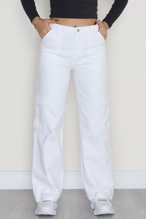 Kargo Cep Palazzo Kot Pantolon Beyaz - 42681.1836.