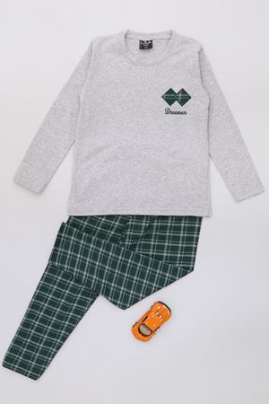 5-12 Yaş Erkek Süprem Pijama Takımı Grizümrüt - 42519.1048.