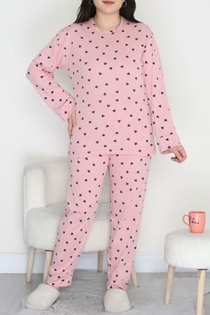 Alt Üst Aynı Büyük Beden Pijama Takımı Pudra - 50723.1961.