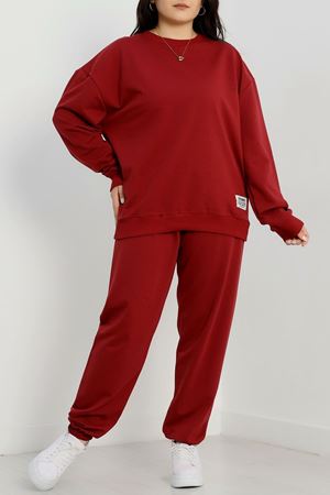2 İplik Büyük Beden Eşofman Takımı Bordo - 50795.1857.
