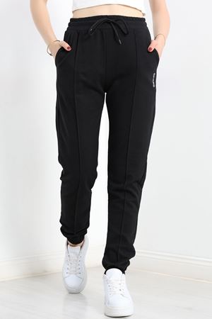 Baskılı Paça Lastik Eşofman Altı Siyah - 41316.1431.