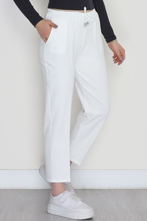 Dabıl Bağcıklı Pantolon Ekru - 20138.1884.